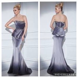 Tony bowls strapless mermaid satin gown